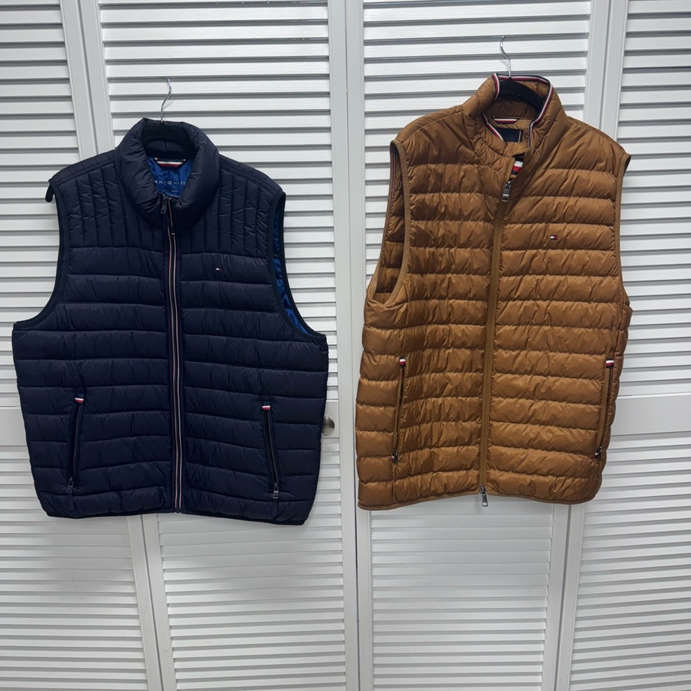 Tommy Hilfiger Men's Quilted Vests - Navy and Brown